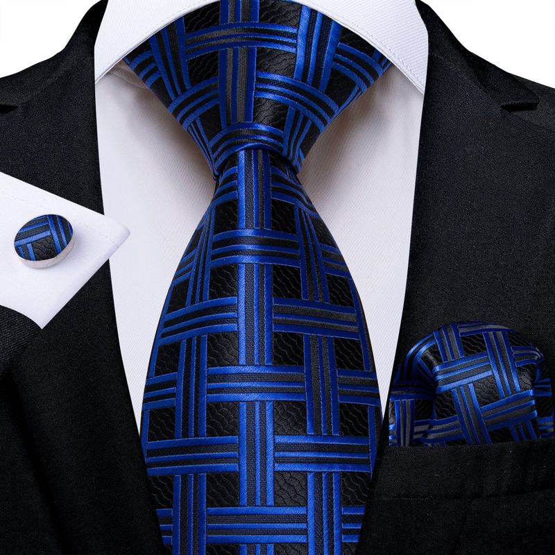 SN SONEC - Set Corbata Hombre Seda con Pañuelo Colleras Modelos Multitono En Caja