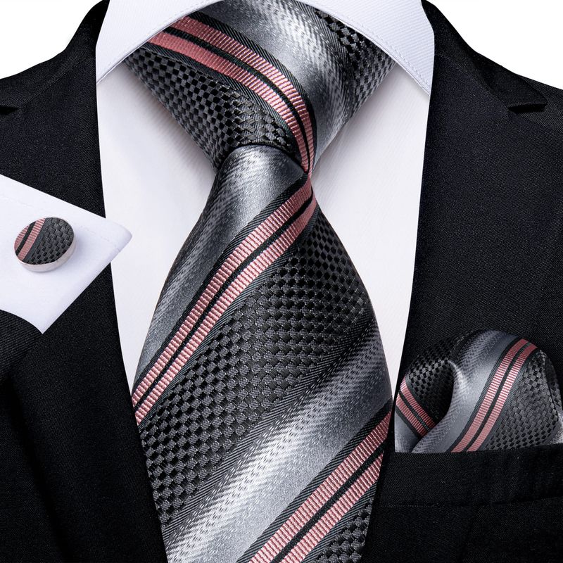 SN SONEC - Set Corbata Hombre Seda con Pañuelo Colleras Modelos Multitono En Caja