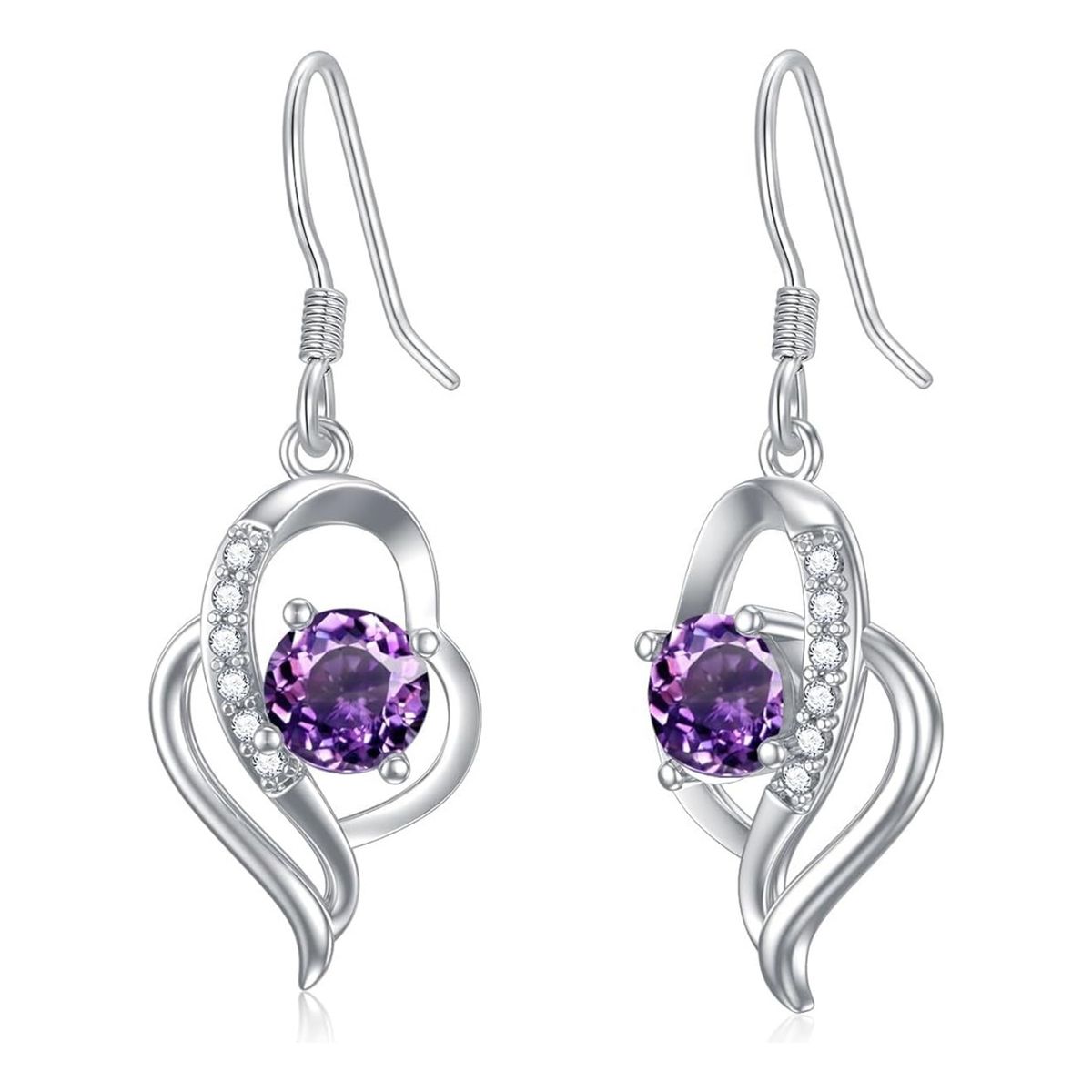 GENERICO - Aros amatista plata 925 joya mujer