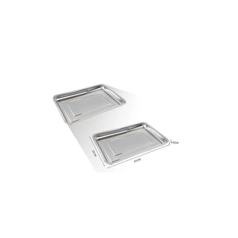 GENERICO - BANDEJA RECTANGULAR DE ACERO INOX 45CM