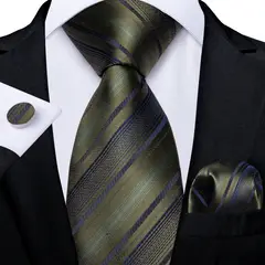 SN SONEC - Set Corbata Hombre Seda con Pañuelo Colleras Modelos Multitono En Caja