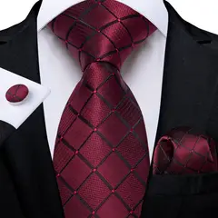 SN SONEC - Set Corbata Hombre Seda con Pañuelo Colleras Modelos Multitono En Caja