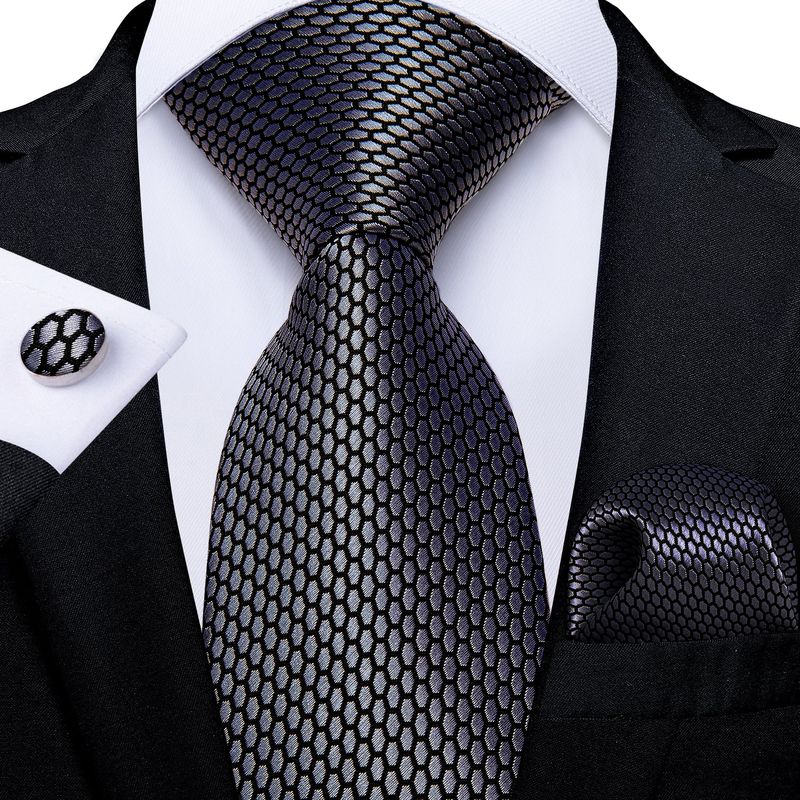 SN SONEC - Set Corbata Hombre Seda con Pañuelo Colleras Modelos Multitono En Caja