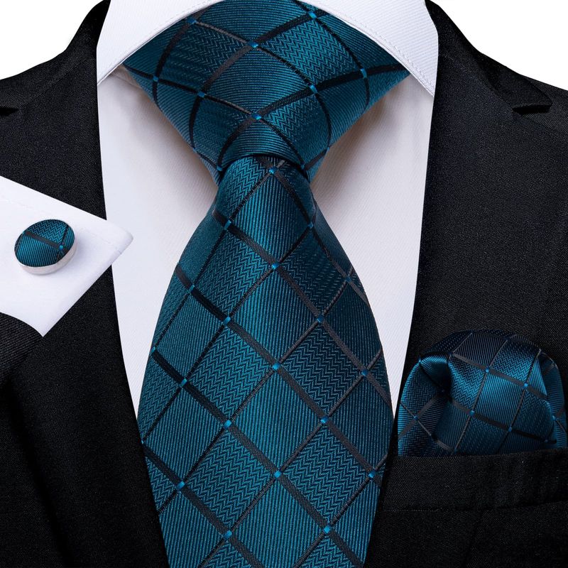 SN SONEC - Set Corbata Hombre Seda con Pañuelo Colleras Modelos Multitono En Caja