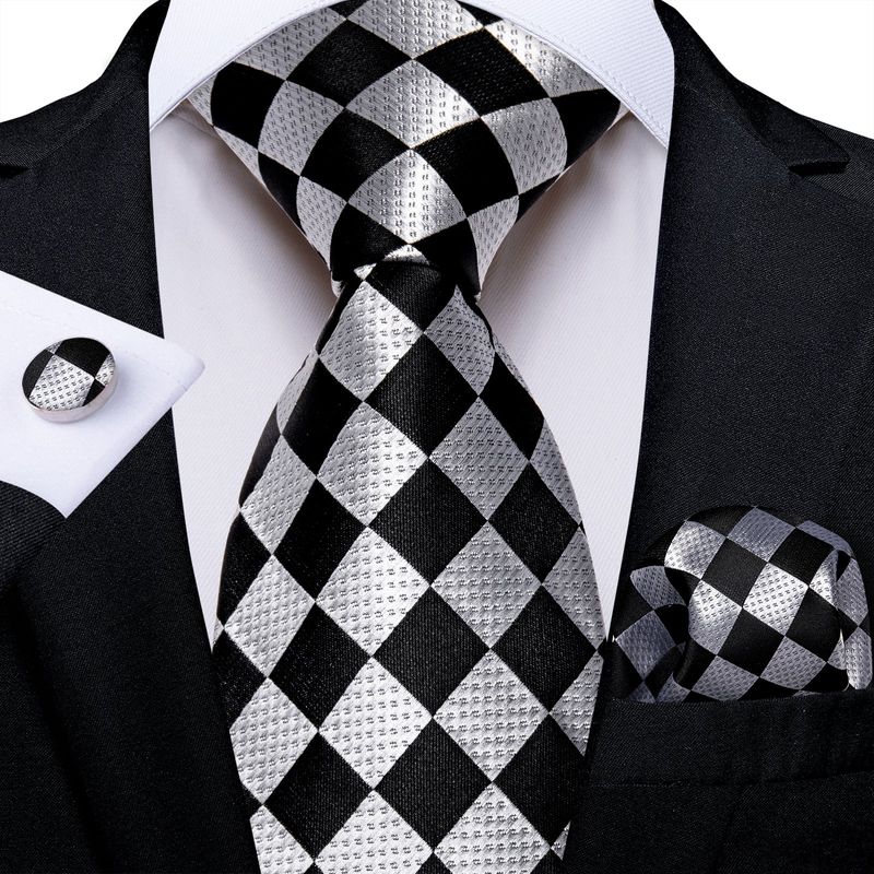 SN SONEC - Set Corbata Hombre Seda con Pañuelo Colleras Modelos Multitono En Caja