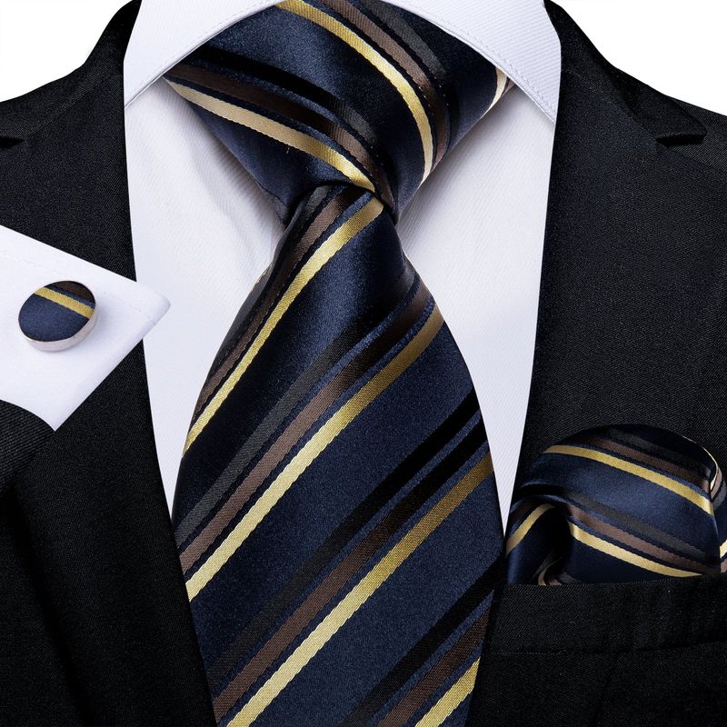 SN SONEC - Set Corbata Hombre Seda con Pañuelo Colleras Modelos Multitono En Caja
