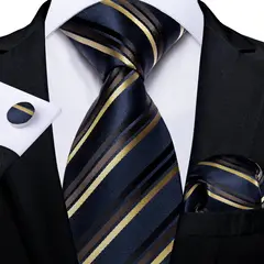 SN SONEC - Set Corbata Hombre Seda con Pañuelo Colleras Modelos Multitono En Caja