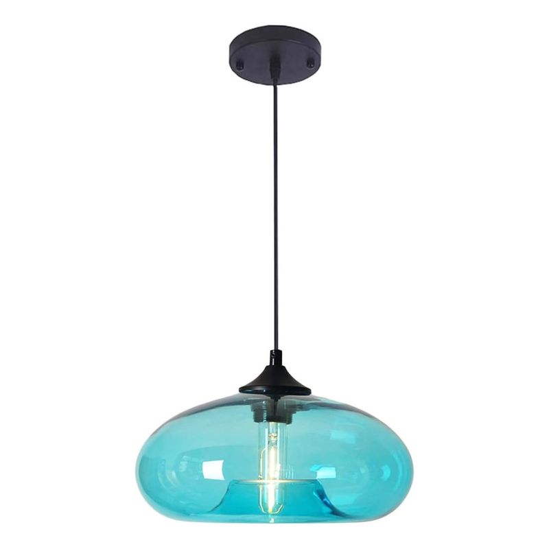 HOME NEAT - Lámpara Colgante de Vidrio 28 cm Vintage - Azul…