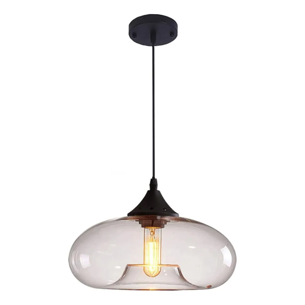 HOME NEAT - Lámpara Colgante de Vidrio 28 cm Vintage - Claro.