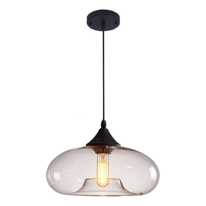 HOME NEAT - Lámpara Colgante de Vidrio 28 cm Vintage - Claro