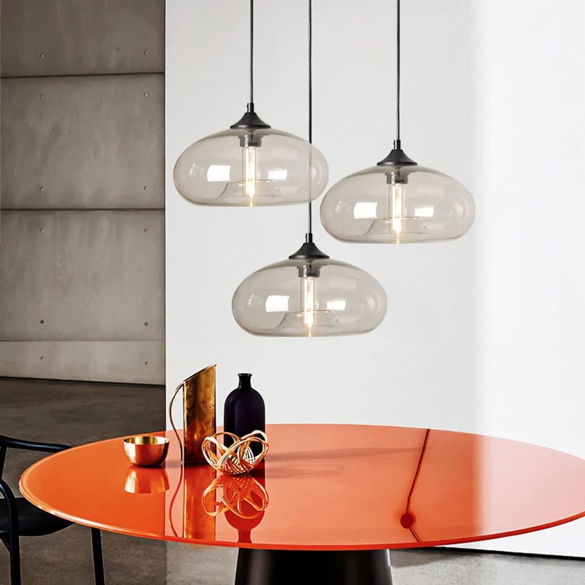 HOME NEAT - Lámpara Colgante de Vidrio 28 cm Vintage - Claro.