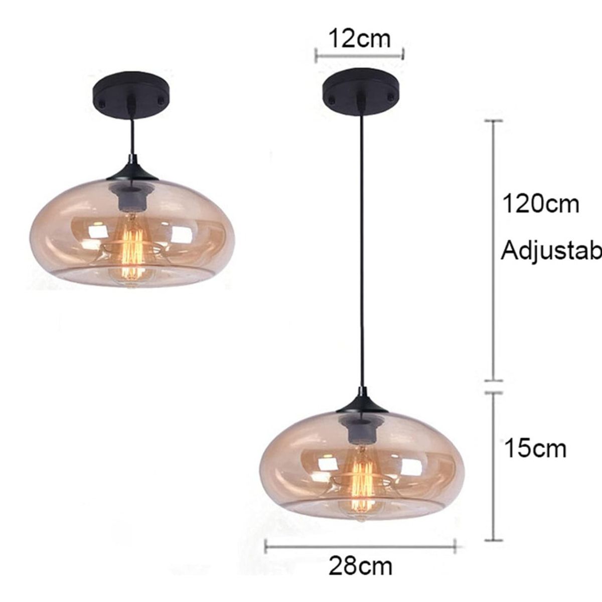 HOME NEAT - Lámpara Colgante de Vidrio 28 cm Vintage - Amber.