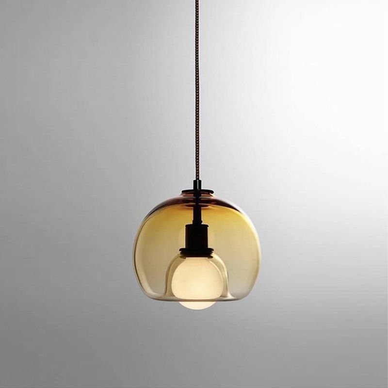 HOME NEAT - Lámpara Colgante de Vidrio 20 cm Vintage - Amber