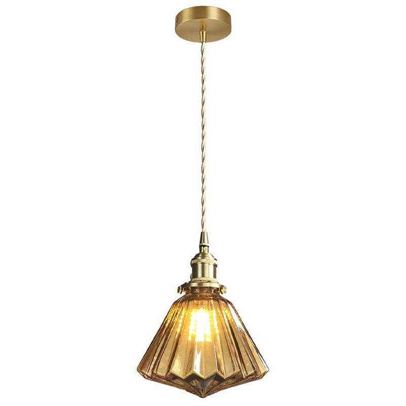 HOME NEAT - Lámpara Colgante de Vidrio 18 cm Vintage - Amber