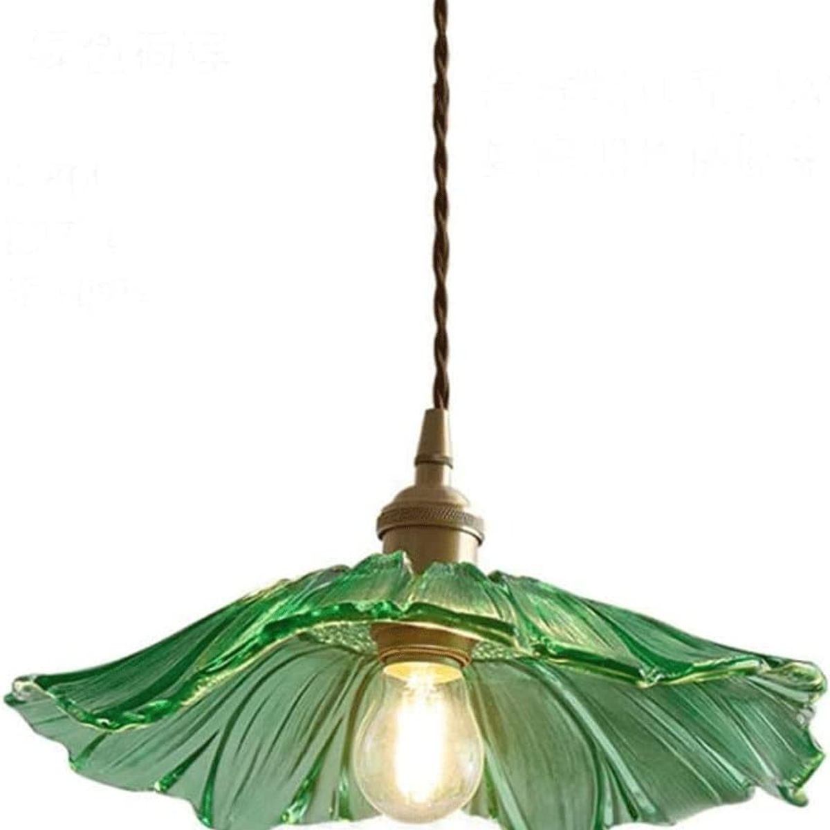 HOME NEAT - Lámpara Colgante 30 cm de Vidrio en Forma de Flor - Verde