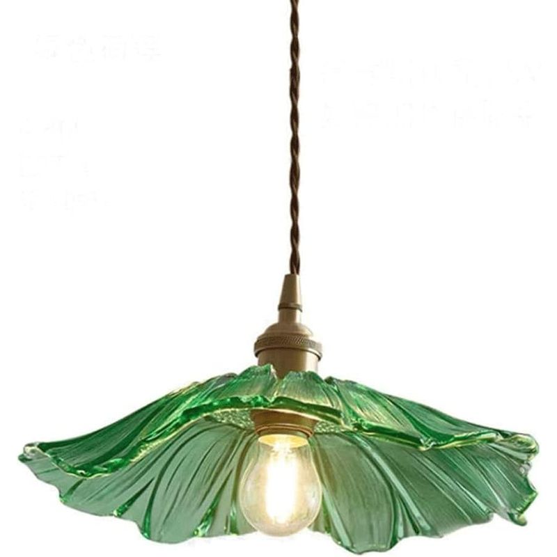 HOME NEAT - Lámpara Colgante 30 cm de Vidrio en Forma de Flor - Verde