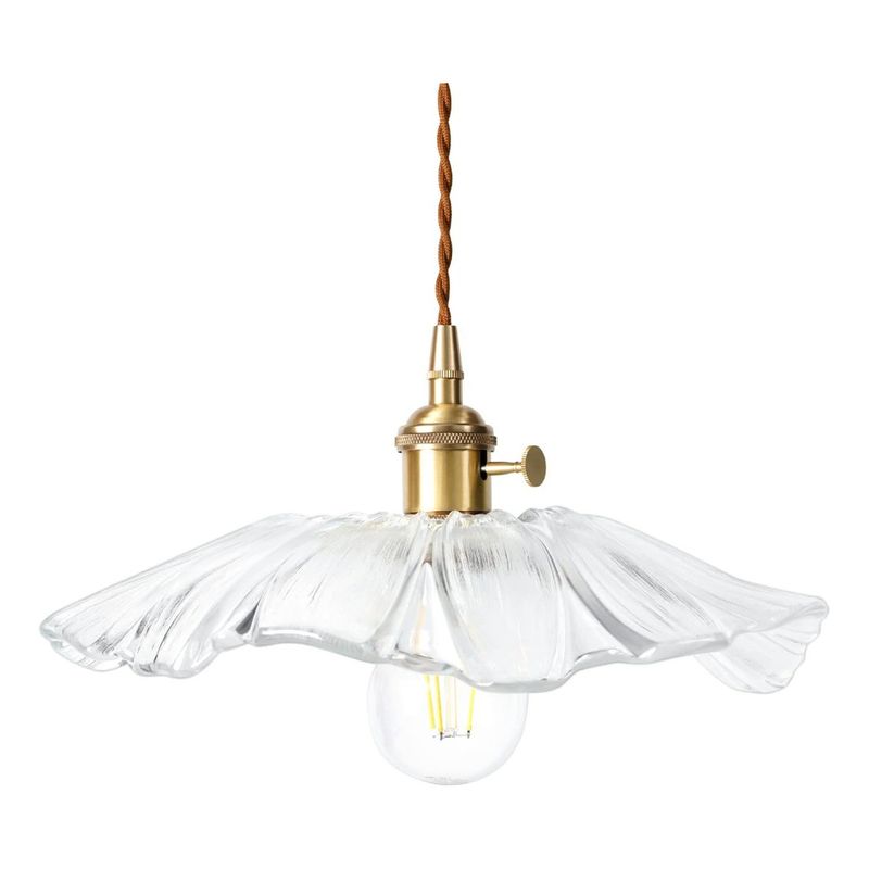 HOME NEAT - Lámpara Colgante 30 cm de Vidrio en Forma de Flor - Claro