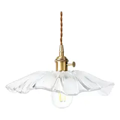 HOME NEAT - Lámpara Colgante 30 cm de Vidrio en Forma de Flor - Claro