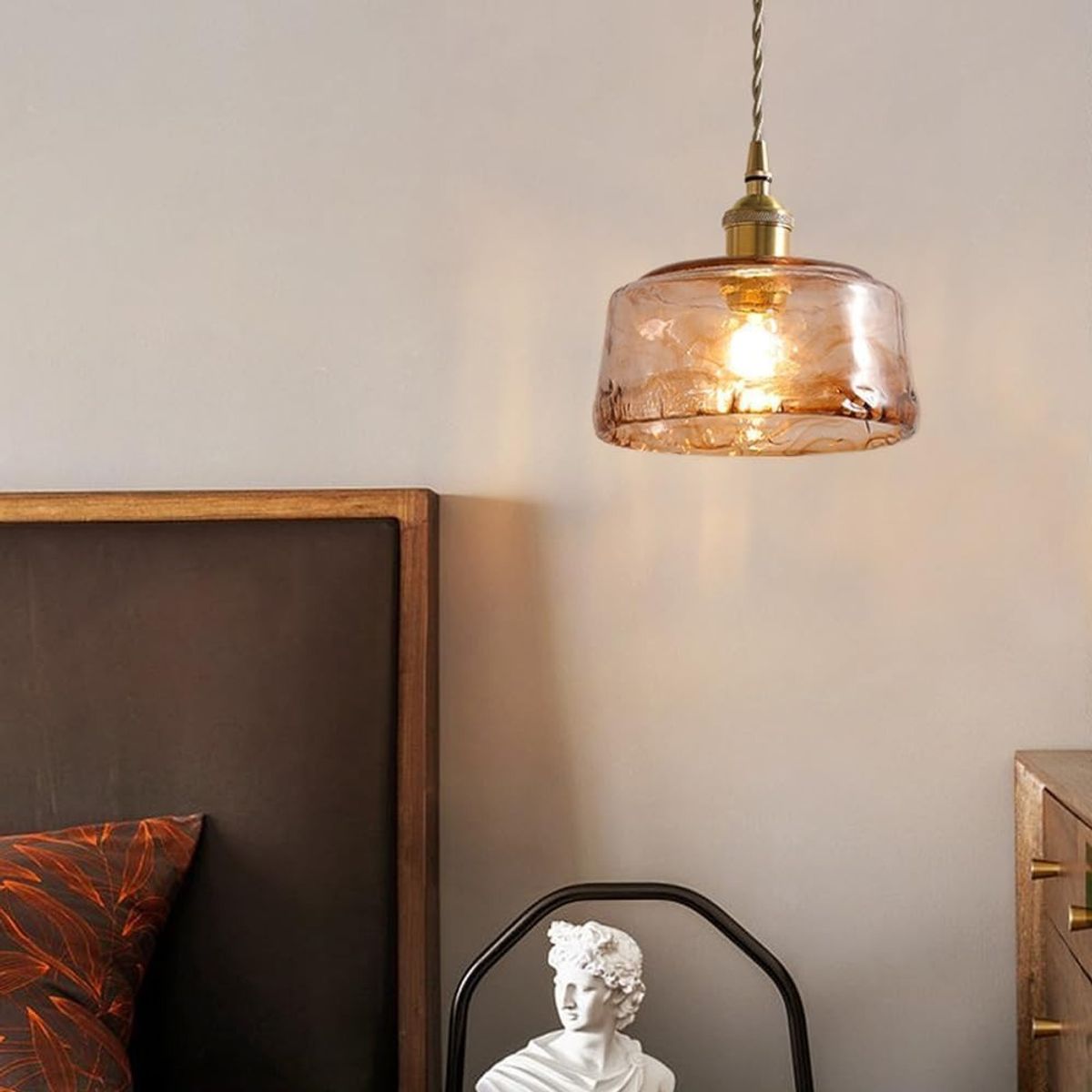 HOME NEAT - Lámpara de Techo Vintage Colgante 16 cm Vidrio