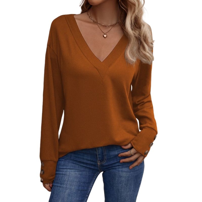 BLWOENS - Polera de manga larga para mujeres - Naranja