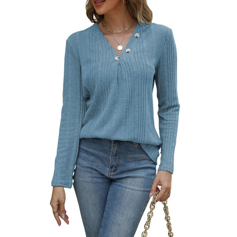 BLWOENS - Polera de manga larga para mujeres - Azul