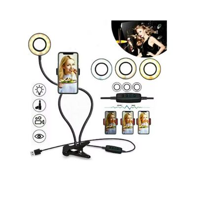 Generico Soporte Clip Para Celular Ajustable Con Aro De Luz