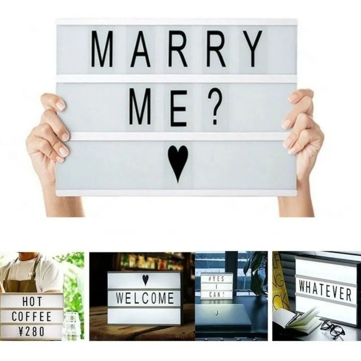 GENERICO - Pizarra A4 Caja De Luz Led Lightbox Con Letras Y Emojis