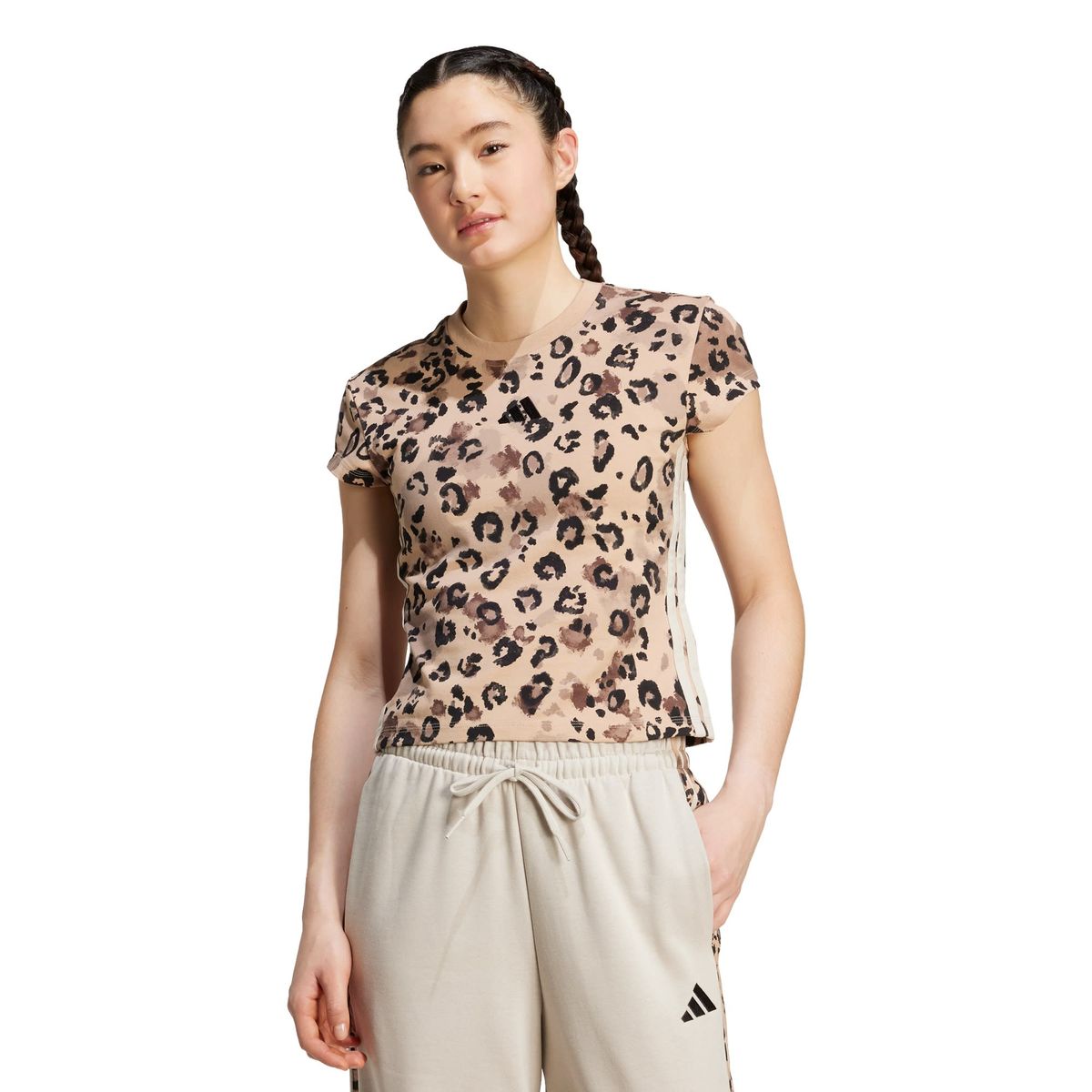 ADIDAS - Polera con las 3 Tiras en Estampado Animal Print