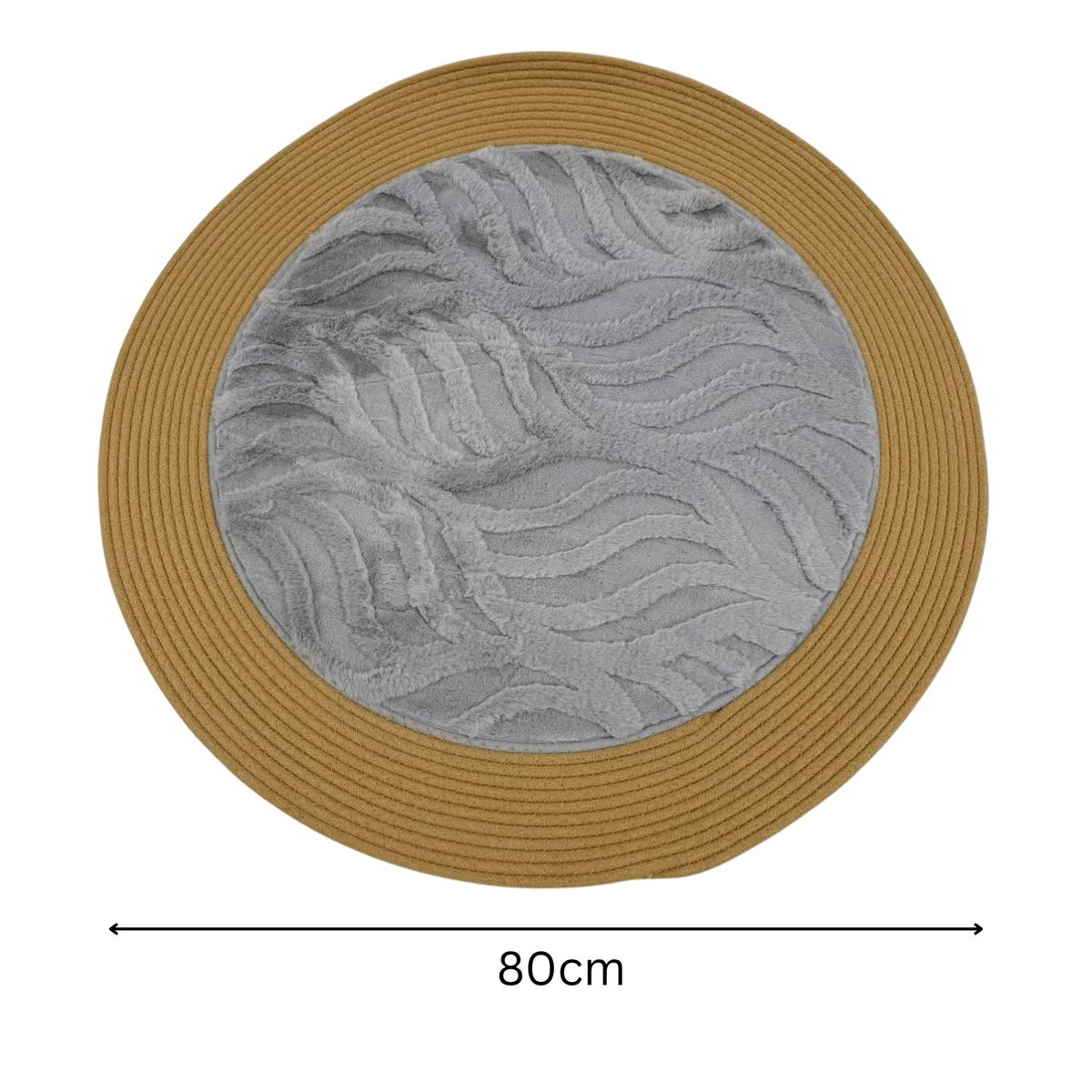 HOMESTAR - Alfombra Redonda Gris 80cm con Relieve de Olas