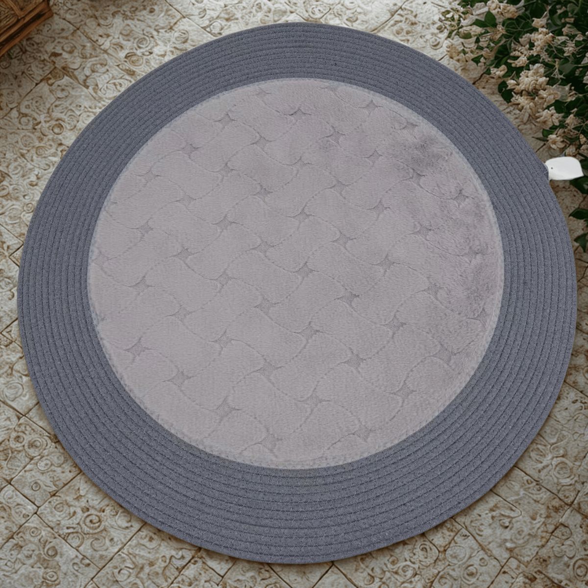 HOMESTAR - Alfombra Redonda Gris 80 cm