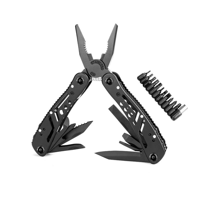 GENERICO - Combinador Negro Multifunción De Cuchillo Y Alicate Campings.