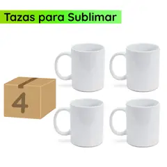 GENERICO - Tazas Blancas Para Sublimar 11oz 4 unidades