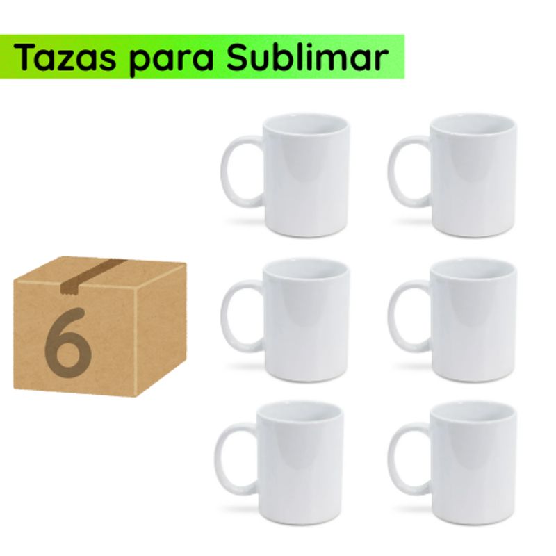 GENERICO - Tazas Blancas Para Sublimar 11oz 6 unidades