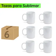 GENERICO - Tazas Blancas Para Sublimar 11oz 6 unidades