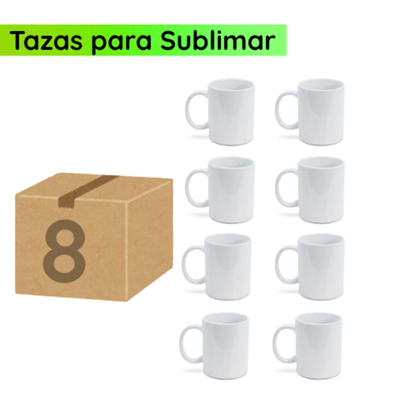 GENERICO - Tazas Blancas Para Sublimar 11oz 8 unidades