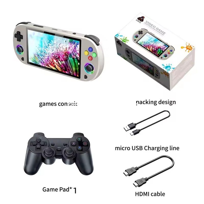 CORRERREY - Consola de videojuegos Retro portátil M22 PRO 64G IPS de 5,0 pulgadas