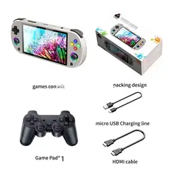 CORRERREY - Consola de videojuegos Retro portátil M22 PRO 64G IPS de 5,0 pulgadas
