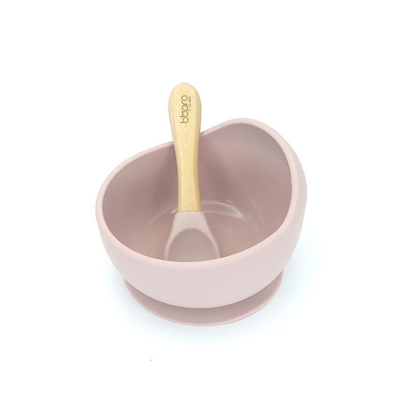 BBPRO - Plato silicona con cuchara Rosa
