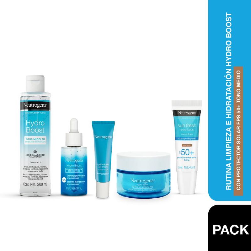 NEUTROGENA - Kit Limpieza e Hidratación Hydro Boost Protector Solar Color