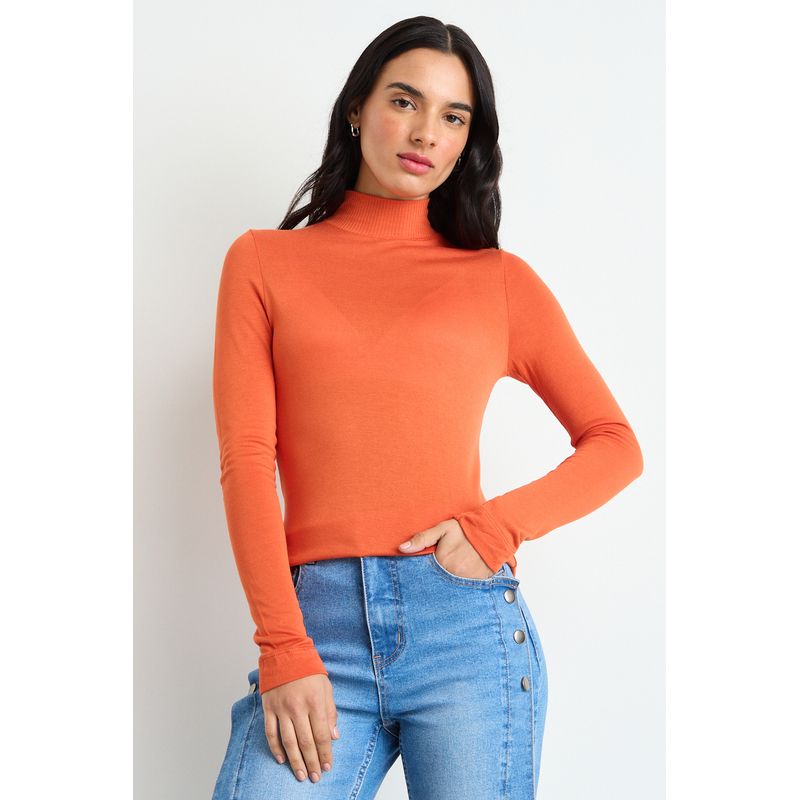 IO - Polera Manga Larga Naranjo Mujer Io