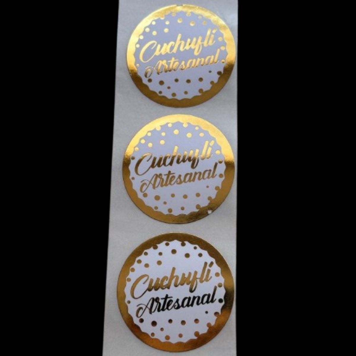 GENERICO - Sticker Cuchufli Artesanal Dorado 38mm 100un