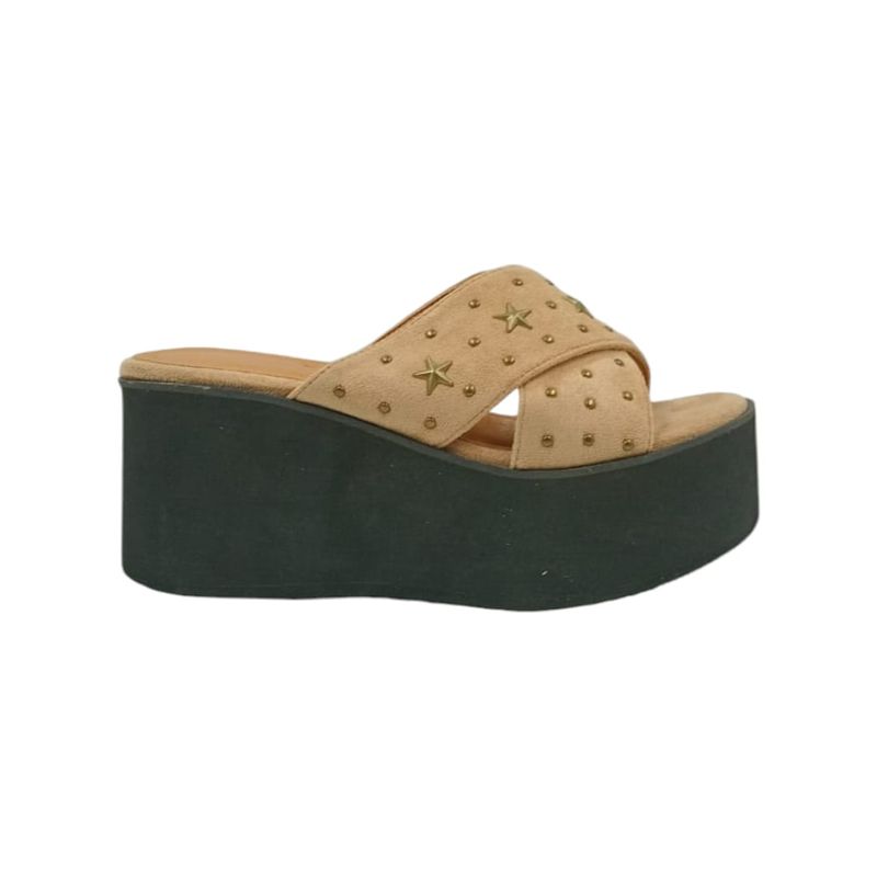 HERIEL - Sandalia Beige Plataforma Mujer.