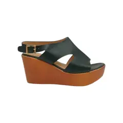 HERIEL - Sandalia Negra Taco Alto.