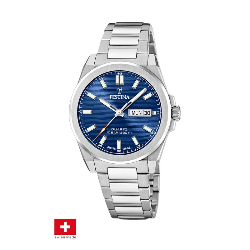 FESTINA SWISS - Reloj F20073/3 Festina Swiss Azul Hombre Acero Clasico