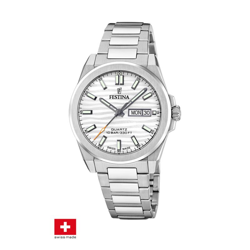 FESTINA SWISS - Reloj F20073/1 Festina Swiss Plata Hombre Acero Clasico
