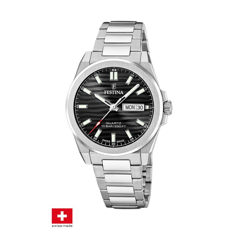 FESTINA SWISS - Reloj F20073/5 Festina Swiss Negro Hombre Acero Clasico