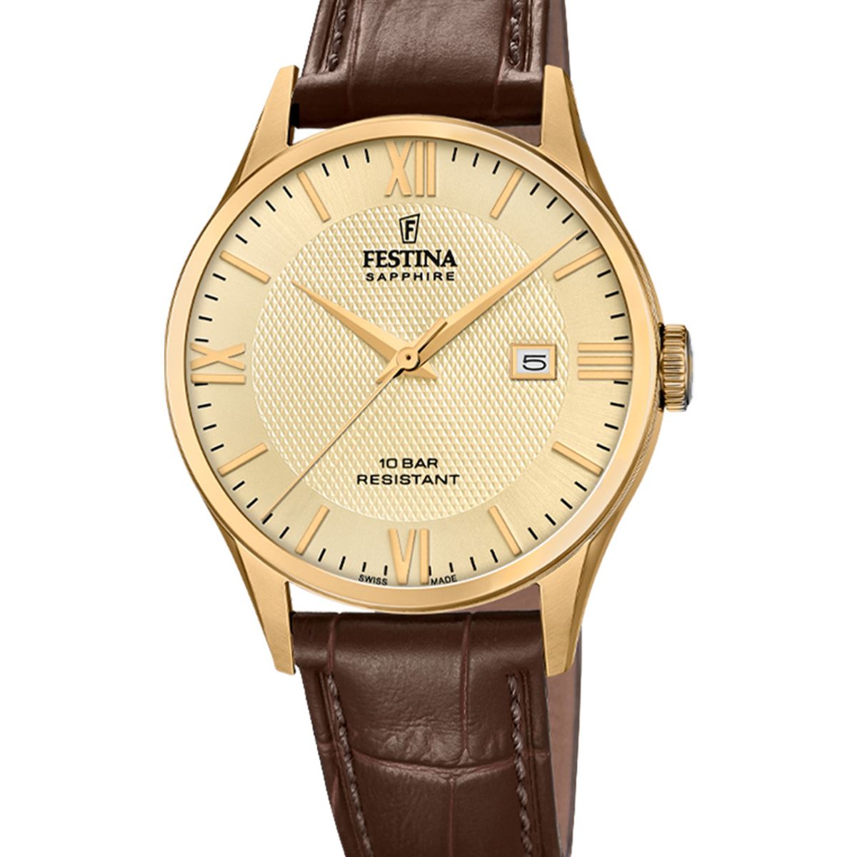 FESTINA SWISS - Reloj F20010/5 Festina Swiss Dorado Hombre Correa Clasico