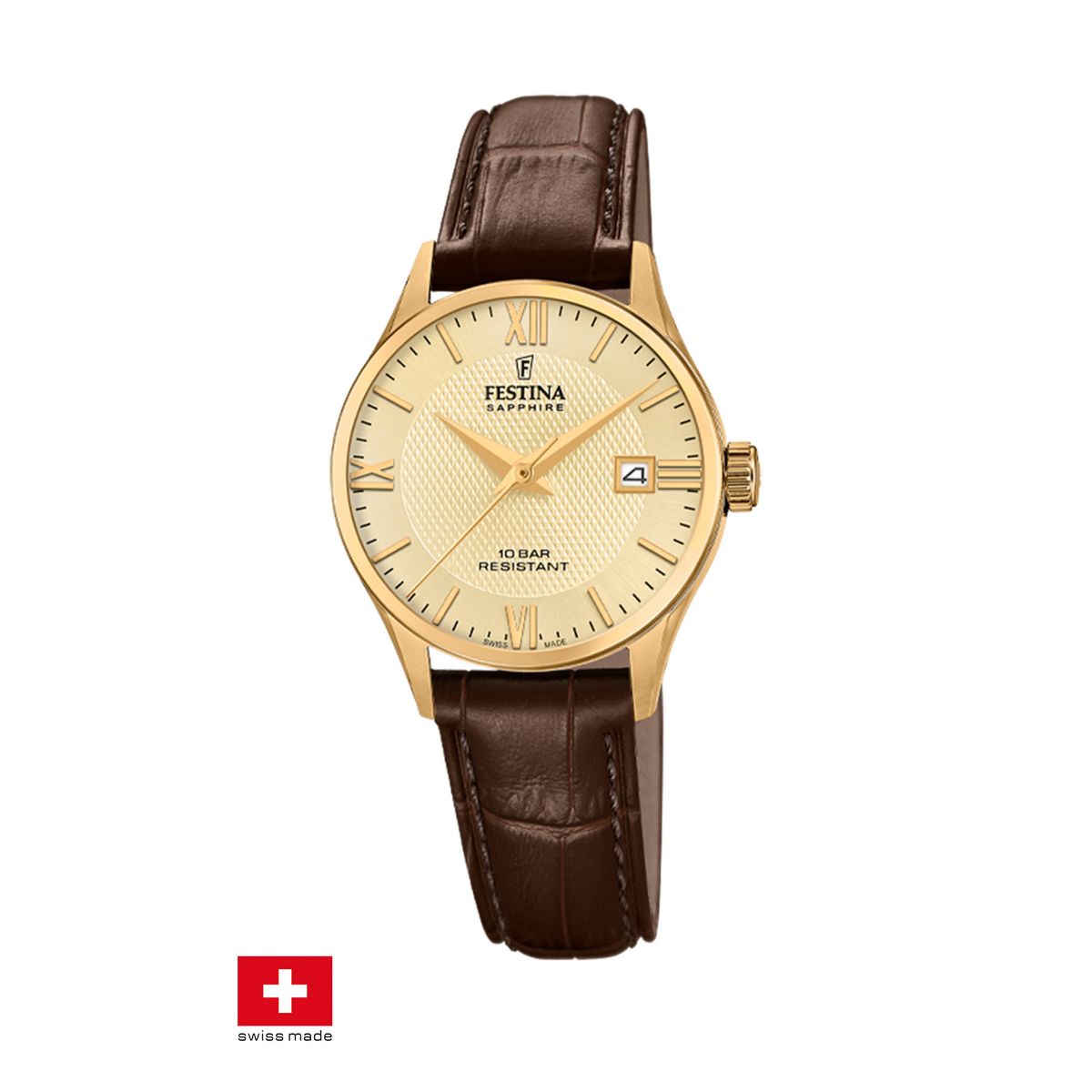 FESTINA SWISS - Reloj F20011/6 Festina Swiss Dorado Mujer Correa Clasico