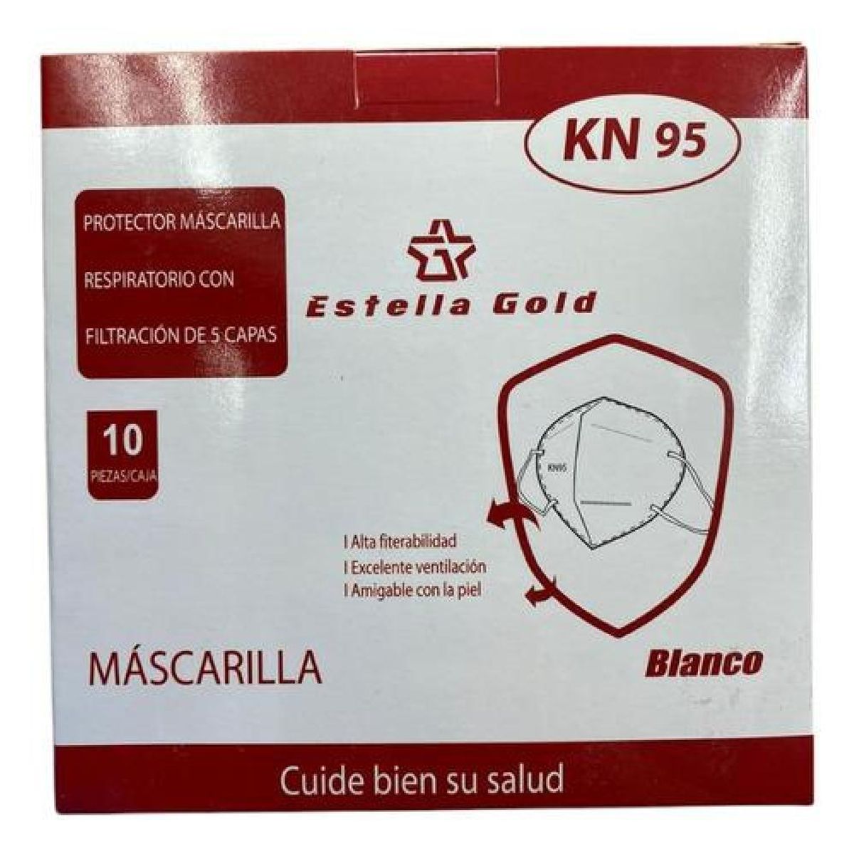 GENERICO - Mascarillas Blancas Kn95 Certificadas Pack 10 Unidades - Blanco