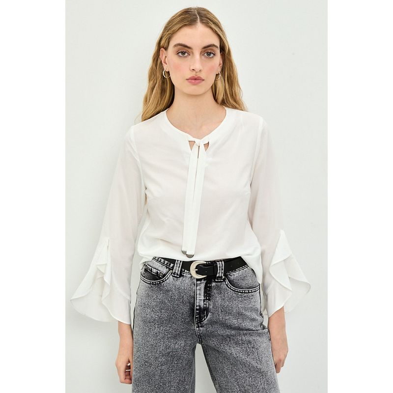 IO - Blusa Manga Larga Crudo Mujer Io